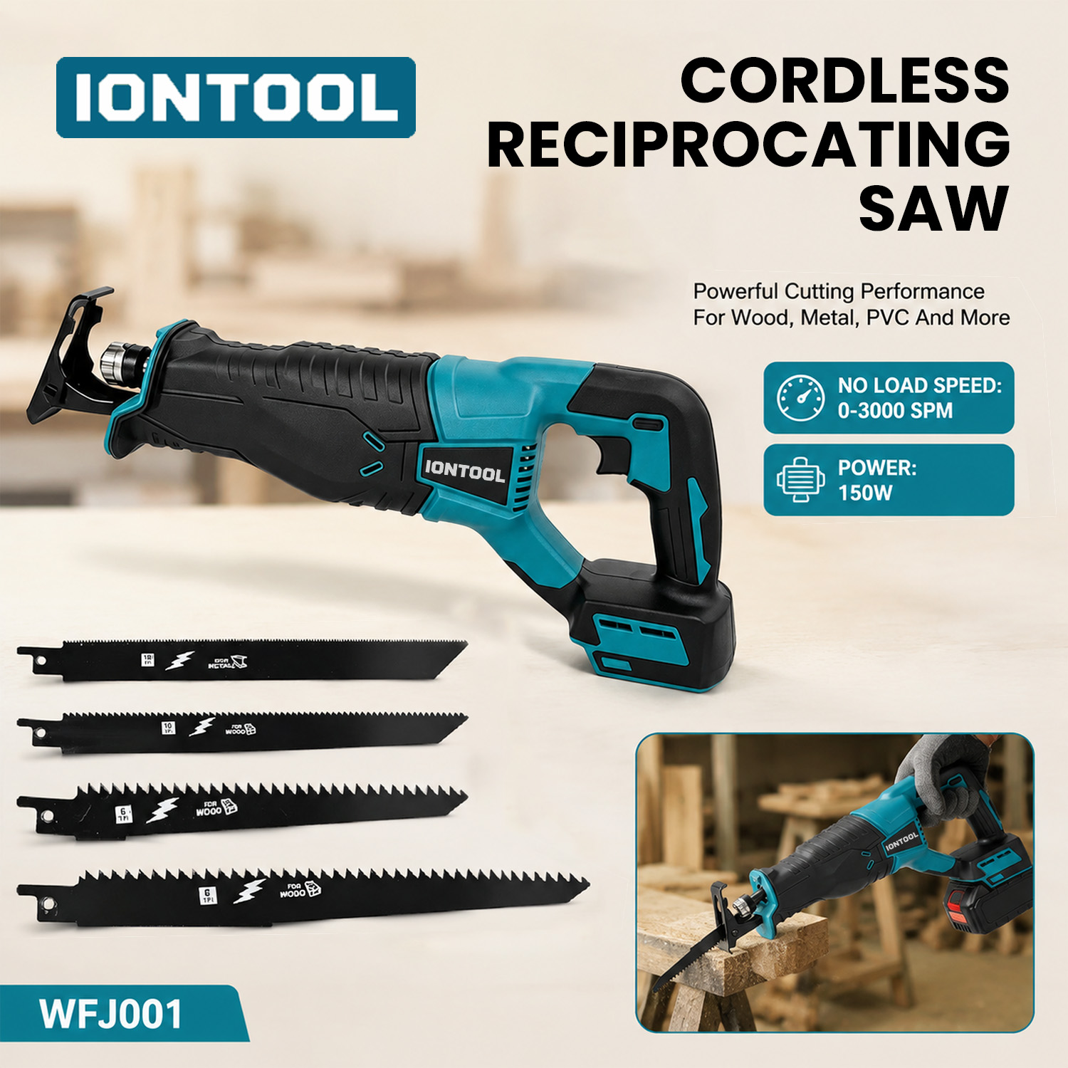 Reciprocating Saw Cordless - منشار ترددي IONTOOL بقوة 150 واط،