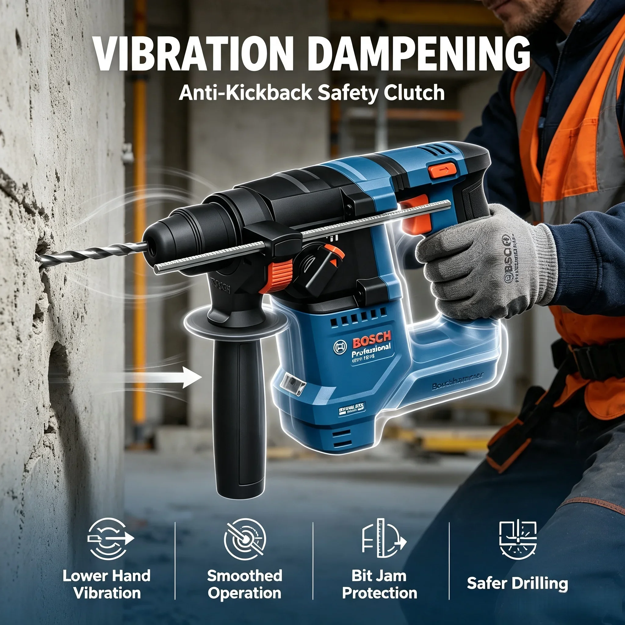Power Tools Hammer - مطرقة دوارة لاسلكية Bosch GBH 18V-18،